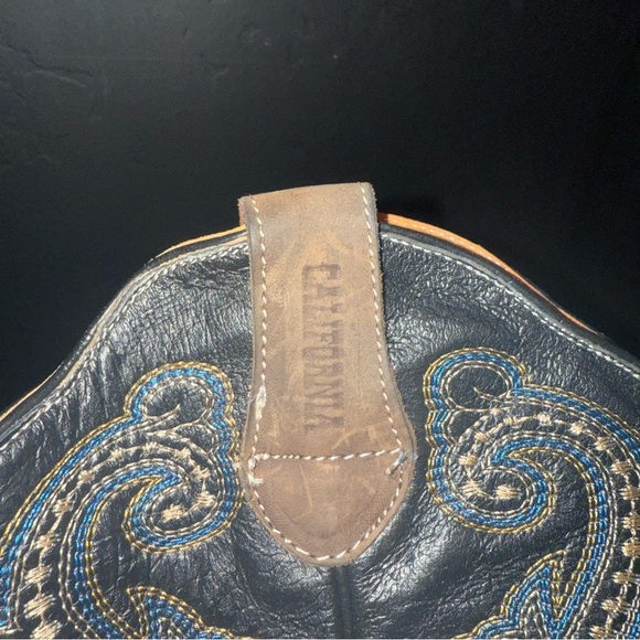 California boots Chaparral 400 Moka Brown and Black Embroidered Cowboy Boots - Picture 7 of 9